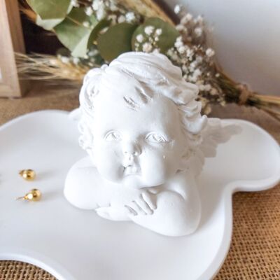 Cabeza de ángel de cerámica blanca 11 x 10 cm