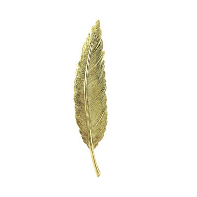 Broche de plumas - Metal bañado en oro