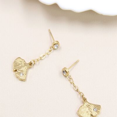Boucles d'Oreilles Feuille de Ginkgo en Acier Inoxydable