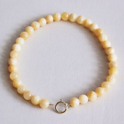 Collier de perles en pierre naturelle XL - jaune beurre