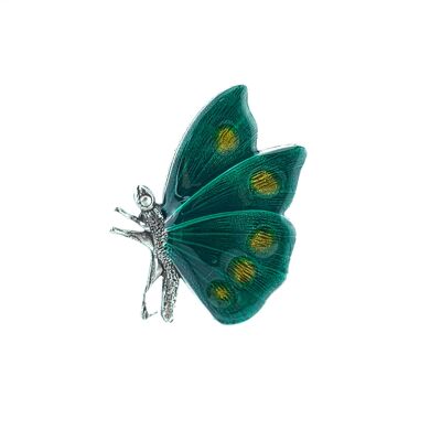 Butterfly Brooch - Lime Green/Dark Green (stained glass effect)