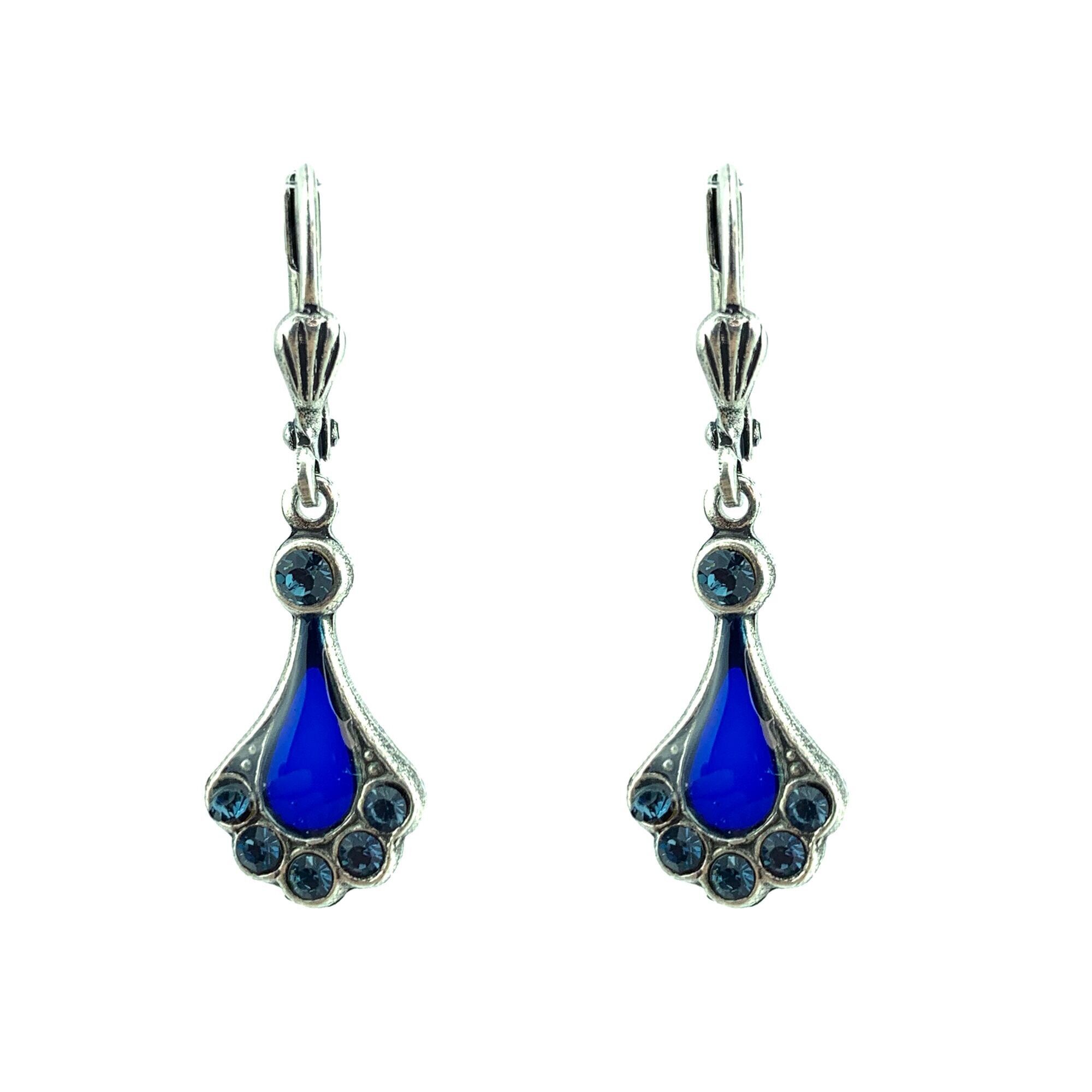Boucles d'oreilles Eventail - Bleu nuit (effet vitrail)
