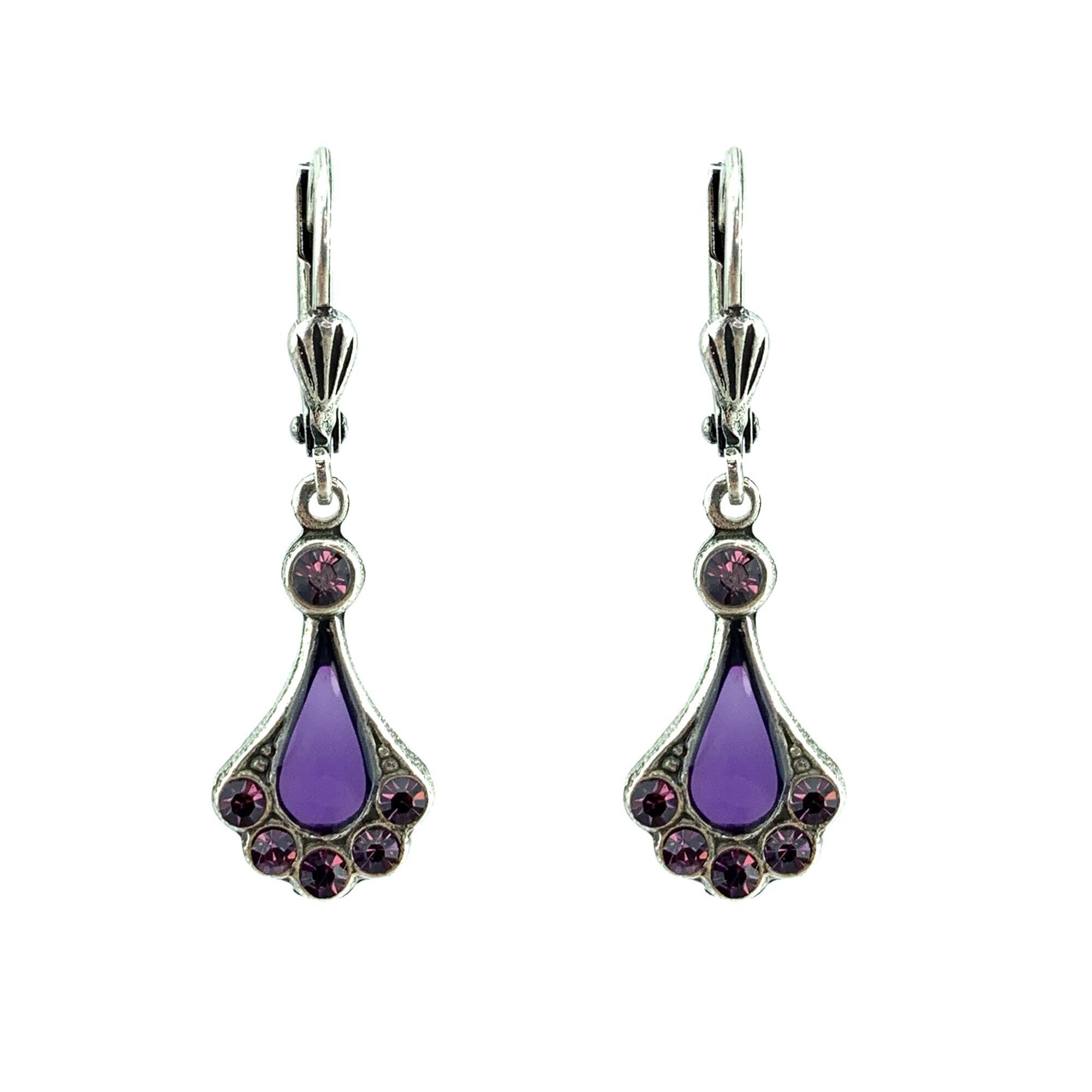 Fan Earrings - Purple (stained glass effect)