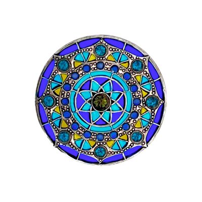 Broche Luz - Azul Medianoche/Turquesa (efecto vitral)