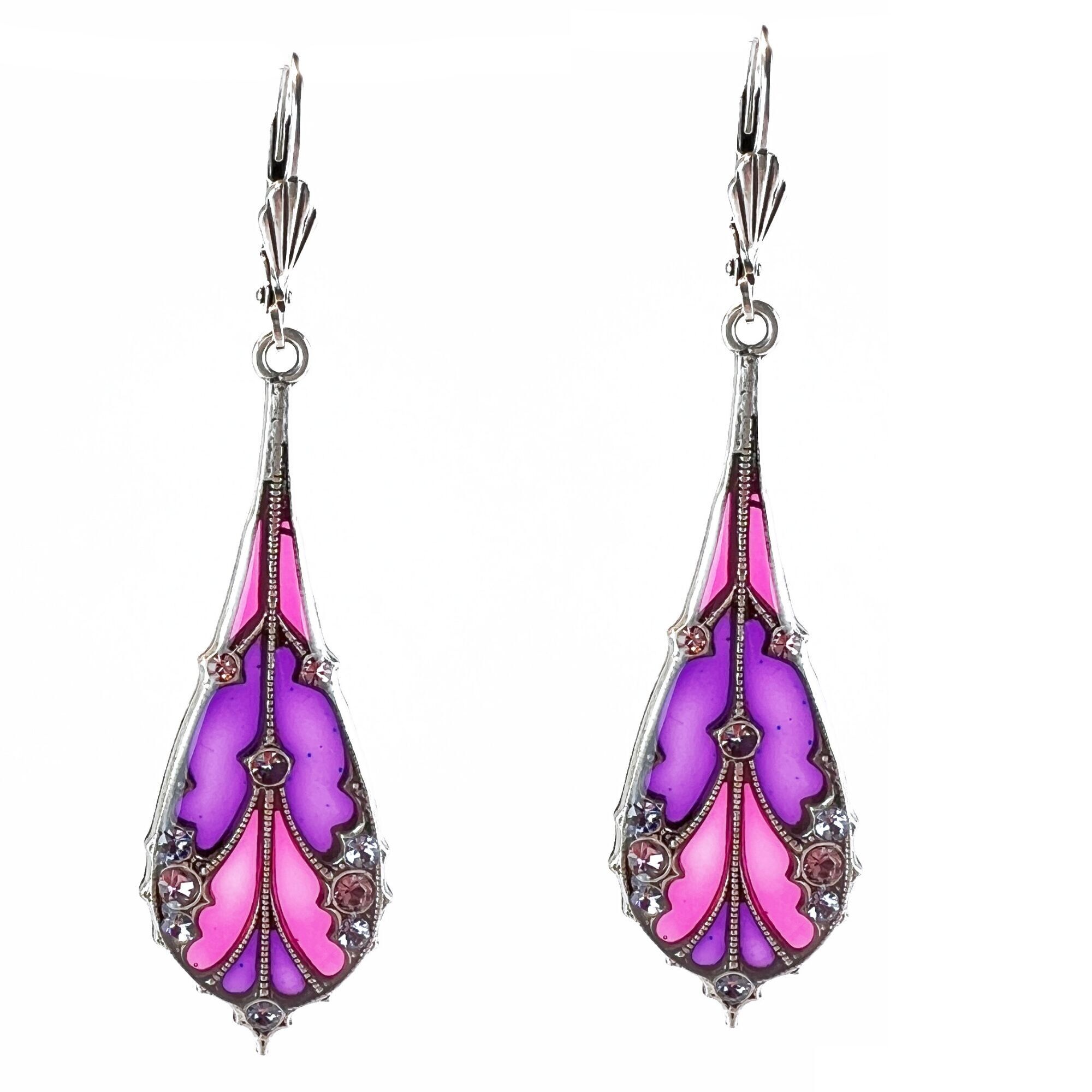 Medora Earrings - Pink/Purple (stained glass effect)