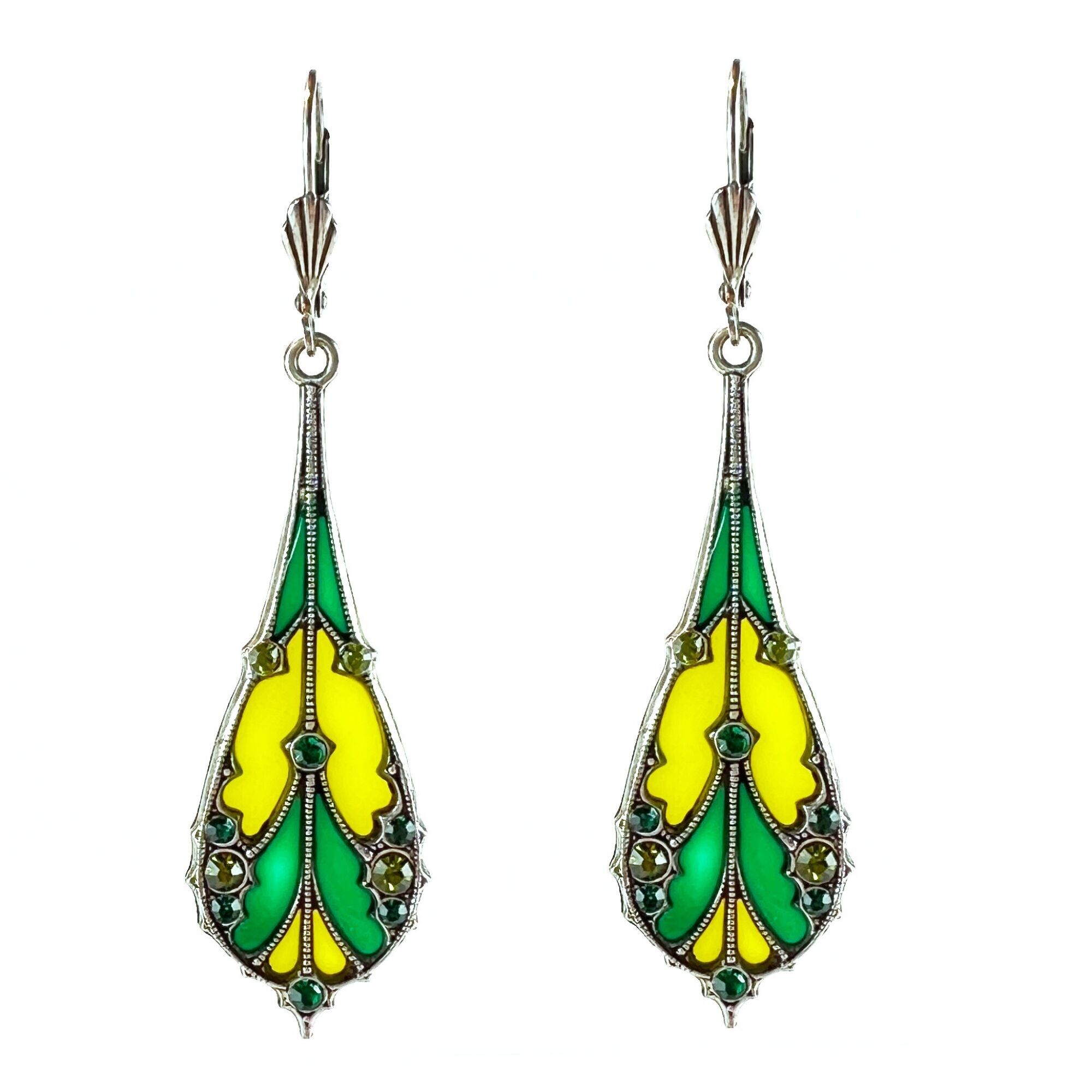 Boucles d'oreilles Médora - Vert anis/Vert foncé (effet vitrail)