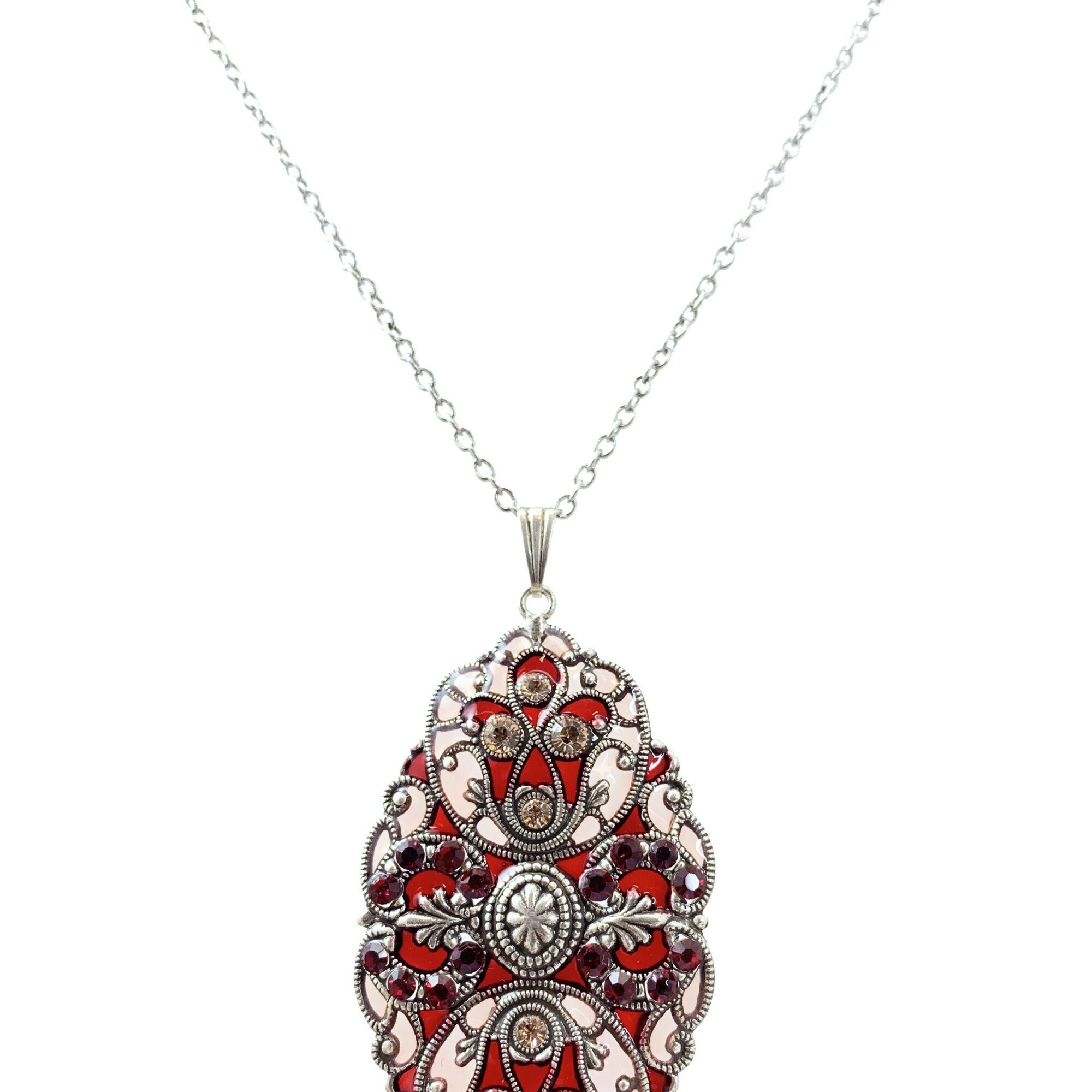 Milady Necklace - Red/Coral (stained glass effect)