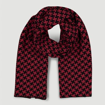 Bufanda Algodón Orgánico Gomti Rojo Negro Comercio Justo