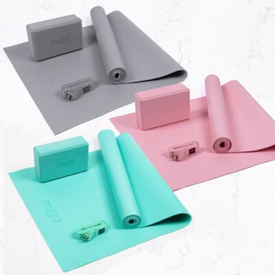Yoga Starter Kit - Yoga Mat, Block and Belt