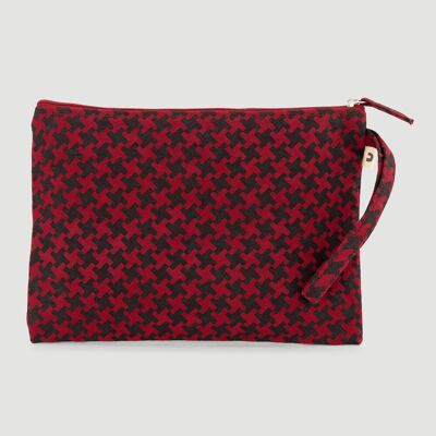 Trousse de toilette Beala en coton biologique rouge et noir, commerce équitable
