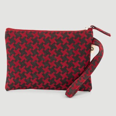 Trousse de toilette Nedy en coton biologique rouge et noir, commerce équitable