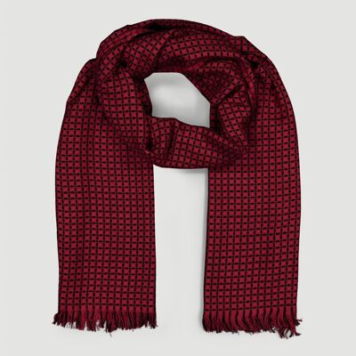 Sciarpa tecnica in viscosa rossa e nera Fair Trade