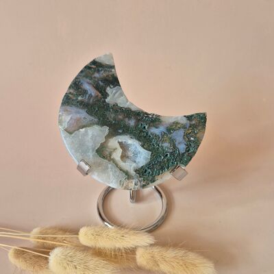 Pietra preziosa XL Agata muschiata Luna su supporto (Druzy e motivi) n. 159 - 172 g