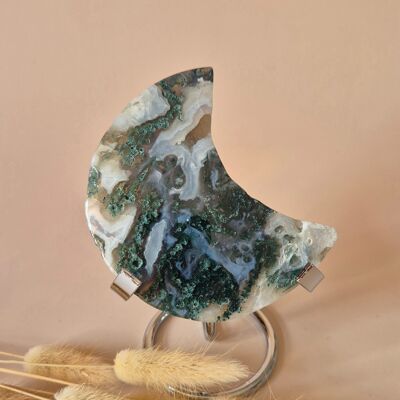Pietra preziosa XL Agata muschiata Luna su supporto (Druzy e motivi) n. 182 - 168 gr