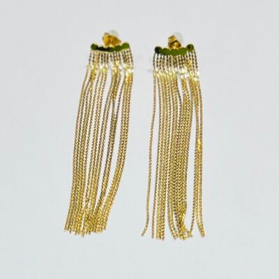 Boucles pendantes acier chainettes et pampilles or