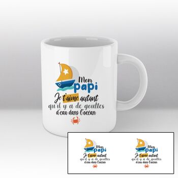 Mug blanc Illustration "Mon papi ,je t'aime autant qu'il y a de gouttes d'eau dans l'océan"