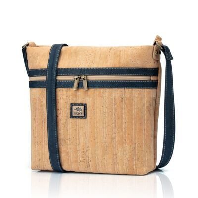 Padded cork crossbody bag with contrast coloured details