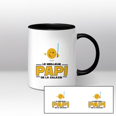 Mug blanc et noir Illustration "Le meilleur papi de la galaxie" (Inspiré de Star wars)