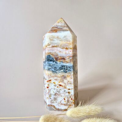 Gemstone Crazy Agate Tower XXL – 900gr – Earthy, Protective & Spectacularly Drawn