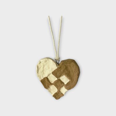 Adorno navideño de corazón tejido – Marrón