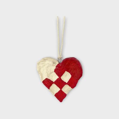 Adorno navideño de corazón tejido – Rojo