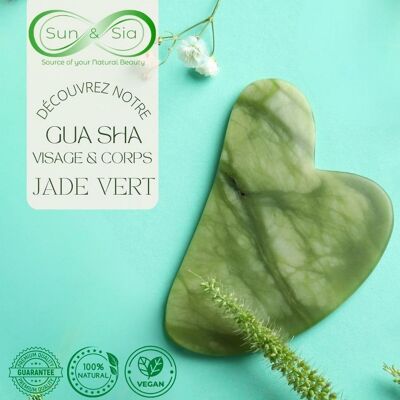 Guasha – Green Jade Stone – Delicate and Natural Massage – Well-Being Accessory – Cover Offered