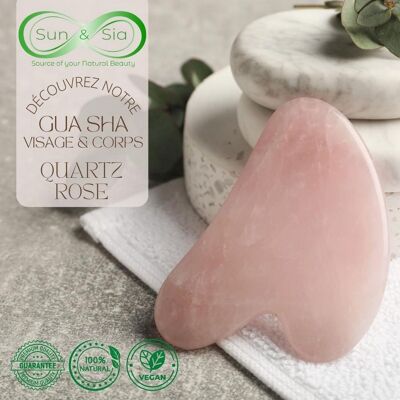 Guasha – Quartz Rose – Massage Visage Naturel – Outil Bien-Etre – Housse Fournie