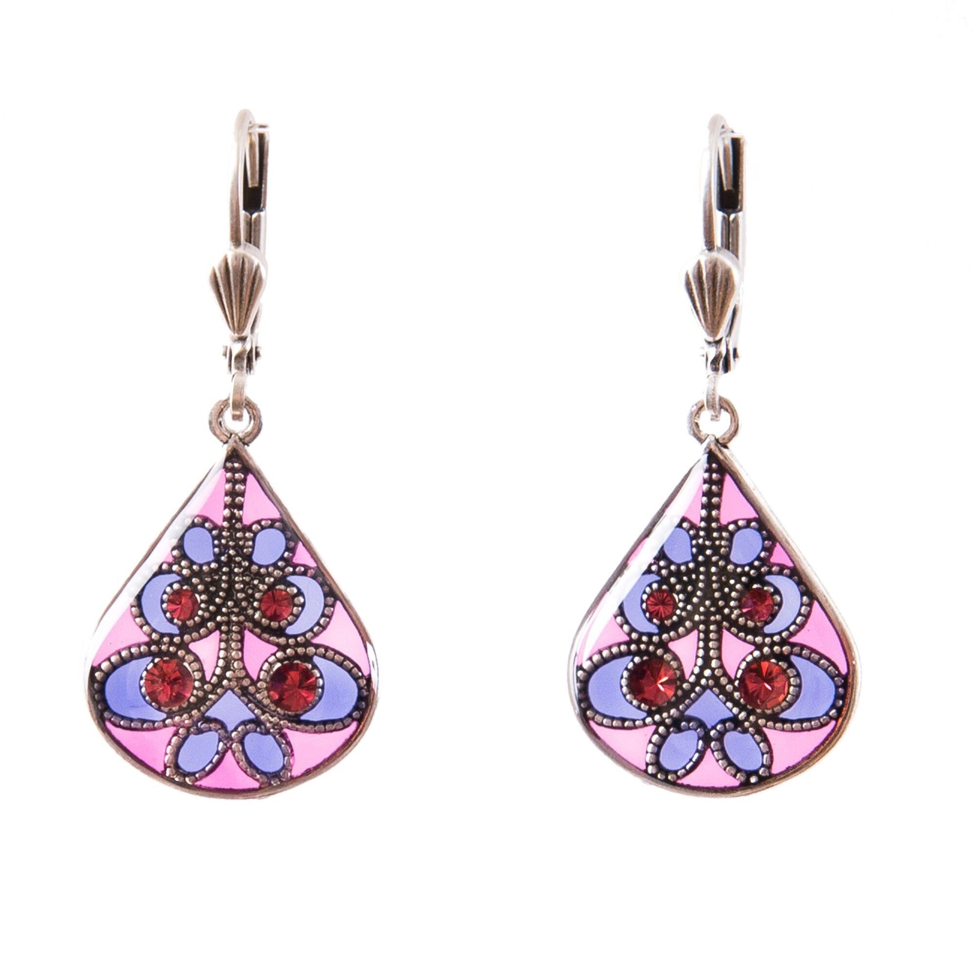 Orecchini Entrelacs - Rosa/Viola, metallo argentato (effetto vetro colorato)