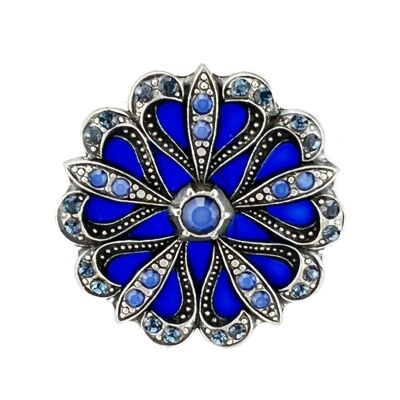 Broche Flore - Azul medianoche, metal plateado (efecto vitral)