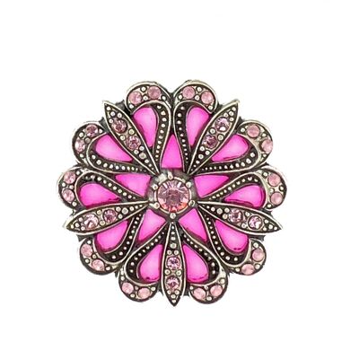 Flore Brooch - Pink, silver metal (stained glass effect)