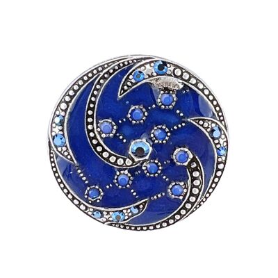 Broche Orion - Bleu foncé, métal argenté (effet émail)