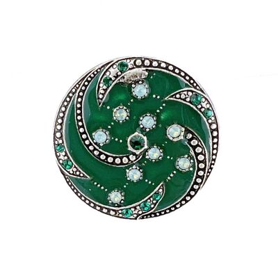 Broche Orión - Verde oscuro, metal plateado (efecto esmalte)