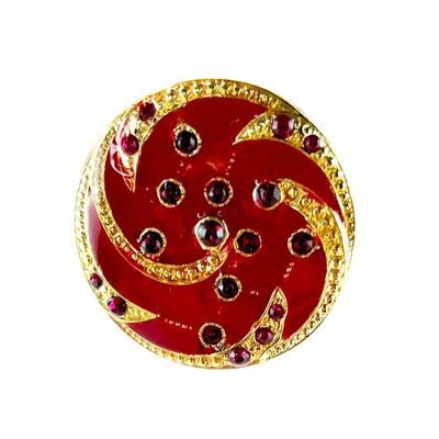 Orion Brooch - Red, gold metal (enamel effect)