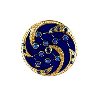 Broche Orion - Bleu foncé, métal doré (effet émail)