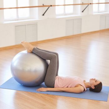 Ballon de Yoga et Fitness Taille S 55 cm Gris – Pompe Fournie – Résistant et Multi Usages – Gym Ball – Adhérence Optimale 4