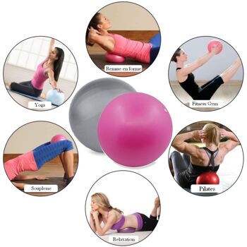 Lot de 2 Ballons de Yoga et Fitness Taille 25 cm Rose et Gris – Convient aux Enfants et aux Adultes – Résistants et Multi Usages 3