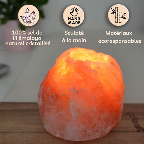 Bougeoir en Cristal de Sel d'Himalaya - Rock 1kg - Sculpté à la Main - Forme Naturelle - Idée Cadeau