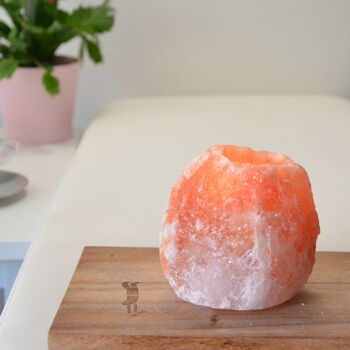Bougeoir en Cristal de Sel d'Himalaya - Rock 1kg - Sculpté à la Main - Forme Naturelle - Idée Cadeau 5
