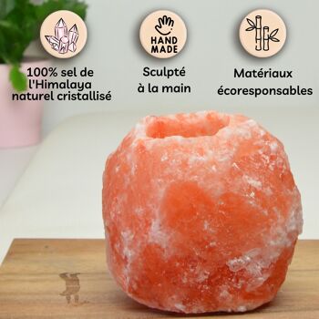 Bougeoir Cristal de Sel d’Himalaya – Rock 500g – Idée Cadeau – Objet de Décoration Original 1