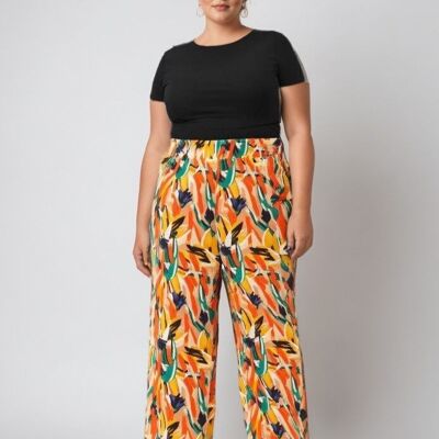 Pantaloni stampati arancioni taglie forti (B239)