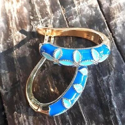 Floral Enameled Copper Hoop Earrings