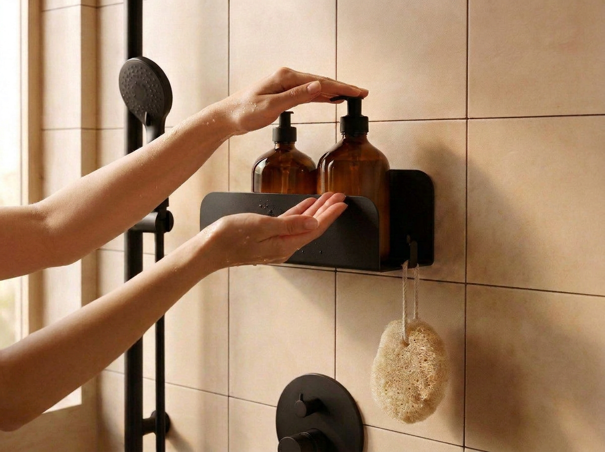 Großes Designer-Badezimmerregal I, schrauben oder kleben