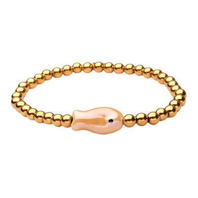 Bracelet LizzyMae en acier inoxydable doré poisson beige