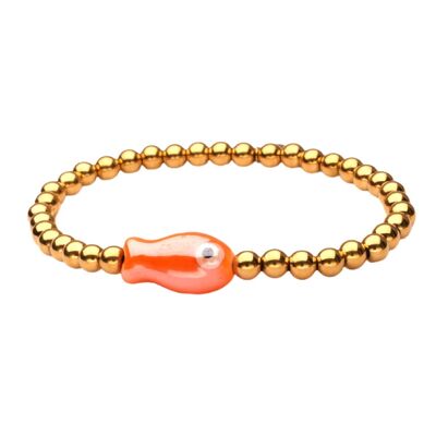 Bracciale LizzyMae in acciaio inossidabile con pesce dorato arancione