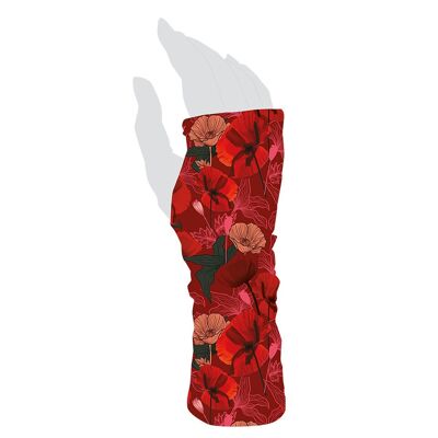 Women's reversible mittens HIBISCUS RED