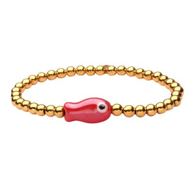 LizzyMae bracelet stainless steel gold fish red