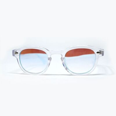 Gafas de sol redondas transparentes con lente blanca degradada