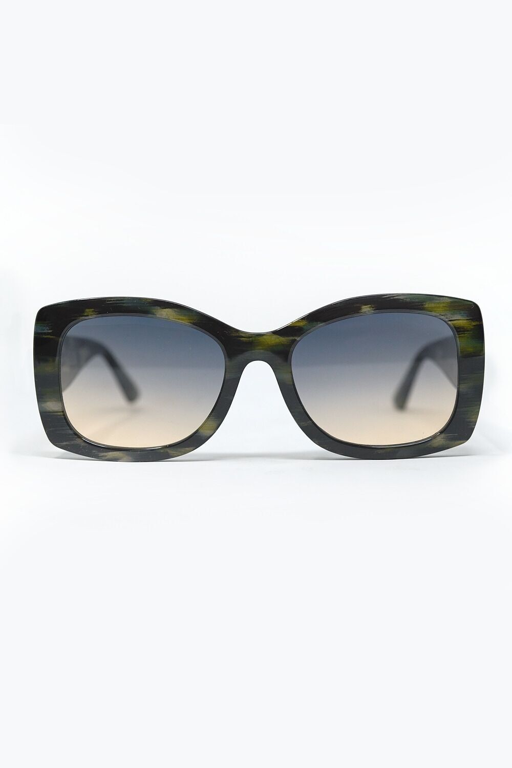 Occhiali da sole ovali oversize in acetato color tartaruga verde