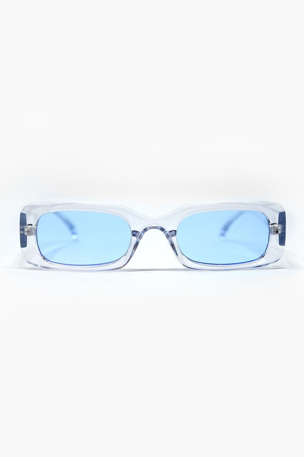 Rectangular Transparent Sunglasses with blue Smoke Lenses