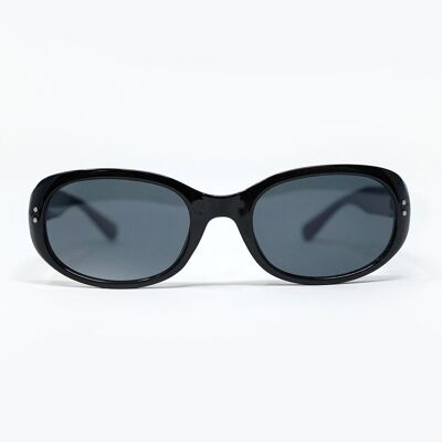 Lunettes de soleil ovales surdimensionnées en acrylique noir